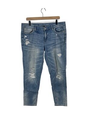 White House Black Market Distressed Ankle Jeans 14 Lace Patches